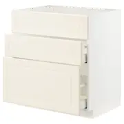 METOD / MAXIMERA base cab f sink+3 fronts/2 drawers, white/Bodbyn off-white, 80x60x80 cm
