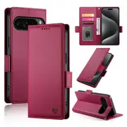 Wallet Case for Google Pixel 9 Pro,Slim Protective Shockproof Case With Card Holder,Premium PU Leather Kickstand-Red