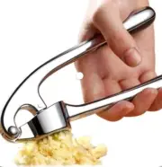 Garlic Press Crusher Kitchen Stainless Steel Mincer Tool Squeezer Silver Masher