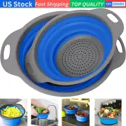 Collapsible Colanders Space-Saving Kitchen Strainers, Grade Silicone with Handle