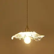 TONFON Pattern Glass Pendant Light Modern Lotus Leaf Chandelier Nordic Dining Table Cafe Hanging Light for Kitchen Island Living Room Bedroom Bedside Dining Room Hallway Ceiling Light Fixture(Clear)
