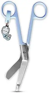 Nurse Scissors - Blunt Tip - Stainless Steel - Design - Distinctive Keyring (Blue)