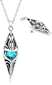 DOTUIARG Cremation Necklace for Women Men Urn Pendant with Blue Stone Ashes Holder Memorial Jewelry Keepsake Gift