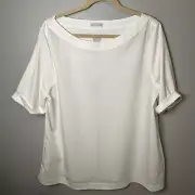 Chico’s Sz 3 (XL) Roll Sleeve No Iron Fashion Knit Mix Tee New White