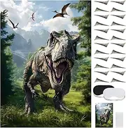 SietDESEO Pin The Tail on The Dinosaur Party Games with 24 Pcs Tail Stickers Dinosaur Party Games for Kids Boys Birthday Carnival Party Supplies Pin The Tail Game