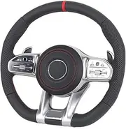 Semi Perforated Full Skin Silver Key With Red Returns To Normal Label Steering Wheel Compatible For Mercedes Benz W213 W211 W213 W221 W218