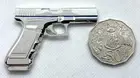 Thin Blue Line Coin, Police, Silver With Blue Line, Coin, Firearm, 62mm Wide.