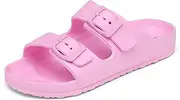 [Meik Mangni] Boys Girls Double Buckle Slip on Slide Kid Beach Sandals Adjustable EVA Summer Pool Shower Shoes Indoor Outdoor Slippers