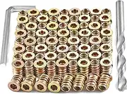 80 Pieces M6 Wood Inserts Bolt Furniture Screw in Nut Threaded Fastener Connector Hex Socket Drive for Wood Furniture Assortment (M6x15mm)