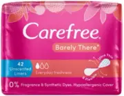 Barely There Unscented Panty Liners 42 Pack |Breathable| Feels Soft & Thin| High