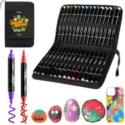 Ohuhu Acrylic Marker Pens 30 colors bold & fine water-based with storage case