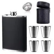 Flask 8oz,304 (18/8) Stainless Steel flask Black Leak Proof flask,Whiskey Fla...