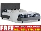 ALEXIS KING SINGLE DOUBLE QUEEN SIZE GREY/ BEIGE LINEN FABRIC WOODEN BED FRAME