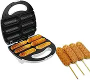 Corn Dog Maker, Hot Dog Waffle on a Stick Machine to Make Perfect Corndogs Hot Dog Maker Toaster Make 6 Corn Dogs, Corn Dog Waffle Machine Make Corn Dog in Minutes, Easy to Clean, White