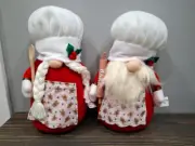 Christmas GNOME Pair Santa Baker Man & Lady Weighted Plush 12 x 5 x 2 inch