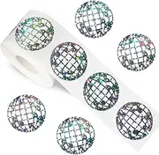 FYSUIMU 500Pcs Laser Disco Ball Sticker Holographic Paper Decal Sparkly Retro Sticker Label for 70s 80s Party Envelope Scrapbook DIY Supplies,1.5 in