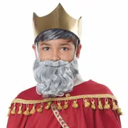 Melchior The Wise Man Three King Christmas Boys Costume Grey Moustache & Beard
