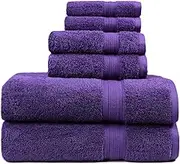 NGIRJKKLL Luxury Bath Towels Set (Pack of 3) | 1 Bath Towel, 1 Hand Towel & 1 Washcloth | 100% Combed Cotton (600 GSM) | Ultra-Soft & Absorbent | Quick-Drying & | Earth-Friendly(Purple,6 Piece Set)
