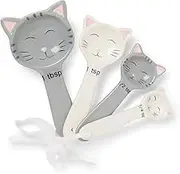 Fox Run 11717 Cute Cat Little Kittens Ceramic Measuring Spoon Set, 6 x 3 x 2.25 inches, Multicolored