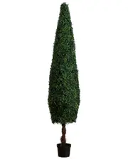 Nearly Natural 8ft UV-Resistant Artificial Boxwood Topiary Cone Tree (Indoor/Outdoor)