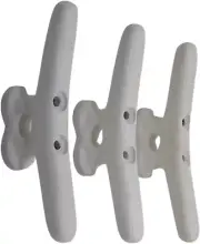 Rustic Weathered White Cast Iron Boat Cleat Wall Hooks, Home Décor, Set of 3
