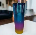 Starbucks 2023 Tumbler Tim Singleton Rainbow Grid Gradient Ombre Venti 24oz NWOT