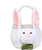Bunny Easter Buckets | Plush Bunny Candy Bucket With Long Plush Ears - Portable Egg Hunting Bags, Indoor Home Decoration For Easter And Holiday Parties
