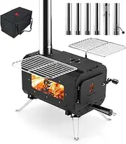 BiggerFire Tent Stove Portable Camping Stove Black Wood Stove Tent Heater for Tents Accommodation and Outdoor Camping