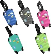 [WANGBINGFF] Cute Funny Cartoon Luggage Tags, 5Pcs Cute Silicone Travel Luggage ID Tags, Silicone Travel Baggage Labels for Suitcases and Backpack