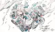 Anime artwork girls flowers birds feathers pointy ears Playmat Game Mat Desk