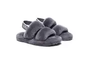 AUSTRALIAN SHEPHERD UGG Women Double Strap Slingback Fluffy Slides Lonnie Grey / AU Ladies 6 / AU Men 4 / EU 37
