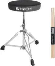 STRICH Drum Stool Set, Padded Seat Height Adjustable SDB-10S, Classic Silver