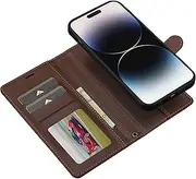 Procarcasa for iPhone 13 Pro Max Wallet Case,for iPhone 13 Pro Max Flip Case,2 in 1 Magnetic Detachable Case with Card Holders Stand Feature PU Leather Phone Cover-Brown