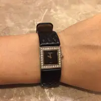 在飛比找Yahoo!奇摩拍賣優惠-Chanel 香奈兒 黑色菱格紋鑽錶