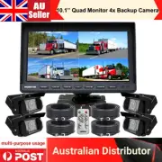 10.1" QUAD Monitor+4x Rear view Reversing Backup Camera For Truck Bus Caravan RV