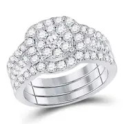 Certified 1.50 Ct. Round Diamond Bridal Engagement Ring Set 14K White Gold