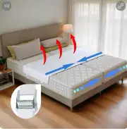 2-in-1 Bed Bridge, Extra Long Bed Converter with Fixing Straps and Metal B