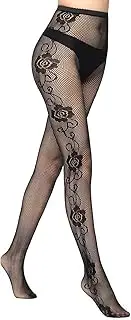 [Generic] A Christmas Stocking Women Black Stockings With Belt Set High Tights Lingerie Sexy Pantyhose Floral Print Long Mesh Lace Stocking C Holiday Stockings (V #3, One Size)