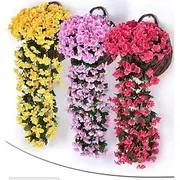 2PCS Artificial Violet Hydrangea Flower Bouquets, 18-Head Faux Floral Decor for Wedding, Wall Hanging, Window Display, Balcony and Home Decoration