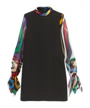 Emilio Pucci Marmo-Printed Mock-Neck Mini Dress IT40,IT44,IT42 Black/Color