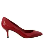 Dolce & Gabbana Patent Leather Pumps Classic Pointy Toe Heels - Red -Size 35
