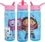 Gabby's Dollhouse KIds Water Bottles With Flip Up Straw 600ml – Official Gabbys Dollhouse Toys UK Merchandise by Polar Gear – BPA Free, Recyclable Girls Water Bottle