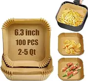 Mini Air Fryer Liners Disposable for Most 3 qt Small Air Fryer, 100Pcs Small Parchment Paper for Baking Square Airfryer Paper Liners