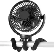 5200mAh Rechargeable Battery Powered Clip Fan with Flexible Tripod, Super Quiet, 3 Speed, 360° Rotatable, Portable Handheld USB Clip on Fan for Room Cart Stroller Bike Car Seat Camping Beach Outdoor