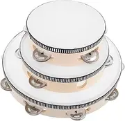 JOINPAYA 3pcs Wooden Kids Tambourine Teaching Hand Drum for Preschool Music Education