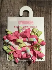 NEW GYMBOREE GIRLS CURLY HAIR CLIPS RIBBON CURLS PALM SPRINGS BUTTERFLY PINK GRE