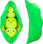Giant Peas in A Pod Plush Toy Pea Pod Pillow Cute Pea Stuffed Toys Plant Doll Various Sizes (Green Beans,9.8''/25cm)