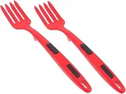 GRIRIW Ergonomic Silicone Forks Multi-Function Kitchen Fork Set Large Size Non-Slip Heat Resistant