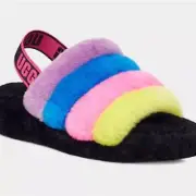 NEW UGG Fluff Yeah Slide Multicolor Stripes US 7