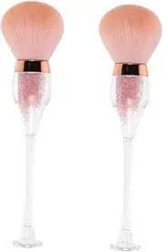 Baluue 2pcs Manicure Dust Brush Red Wine Glass Soft Bristle Nail Art Brush Cleaner Nail Tool Cleaner for Travel